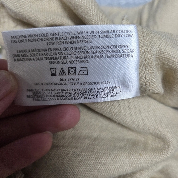 Gap Linen Blend Khaki Beige Tan Pull-on Wide Leg Pants Size Large Summer Beach - Picture 10 of 11